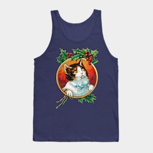 Vintage Christmas Cat Sweater Tank Top